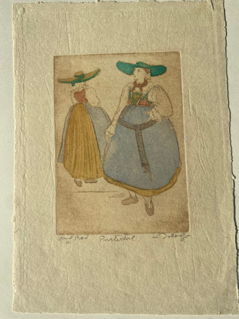 Handkolorierte Radierung 